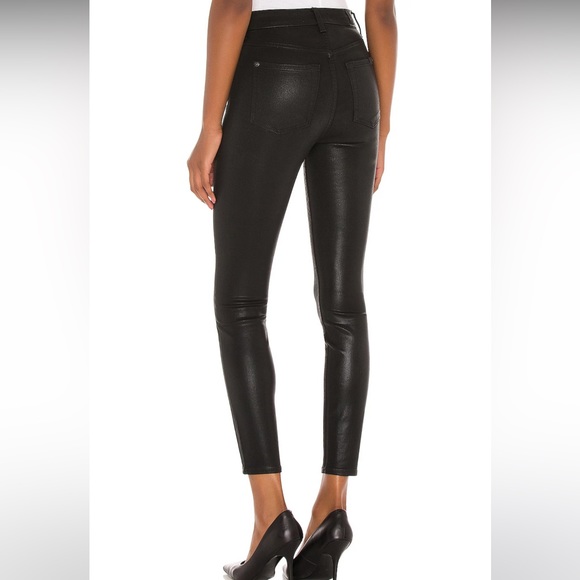 7 for all Mankind The High Waist Ankle Skinny Jeans in Black Coated Wax Size 31 - Picture 4 of 16